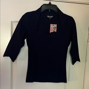 Elegant Navy Women's Blouse by Atomic Apparel